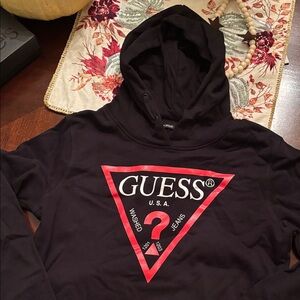 Guess Black Hoodie with Red Triangle Logo